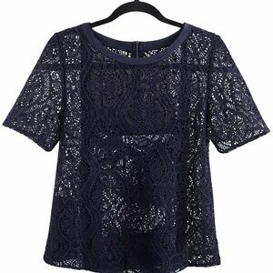 Banana Republic Navy Lace Blouse